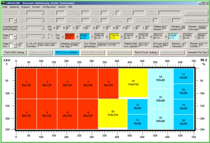 Calculation of truck loadings with pallets and other carriers